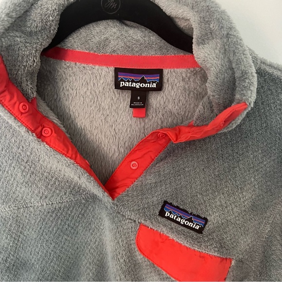 Patagonia Snap Fleece Grey/Hot Pink Sweater - Picture 4 of 4